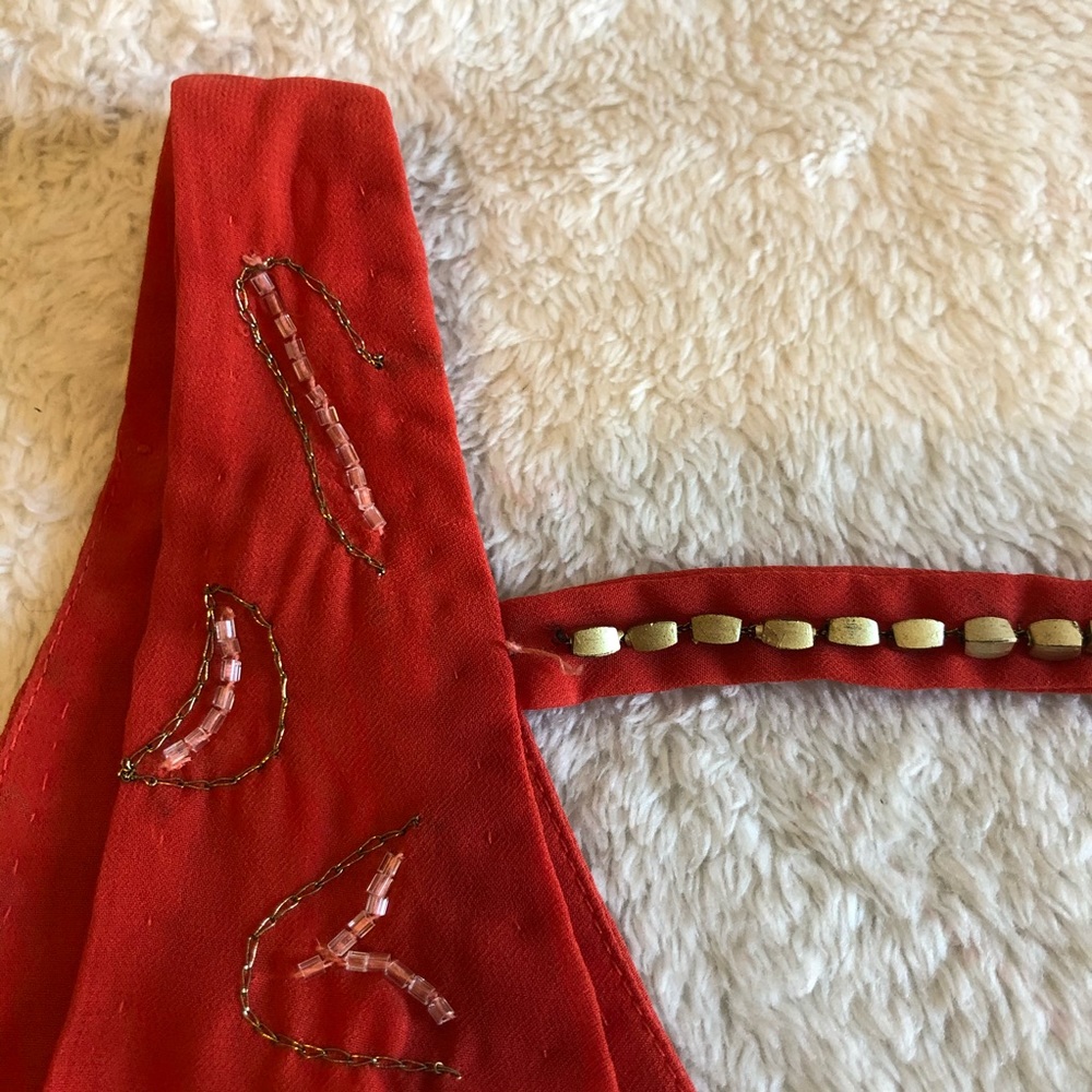 Free People | Embroidered Beaded Red Shift Dress - Picture 5 of 8